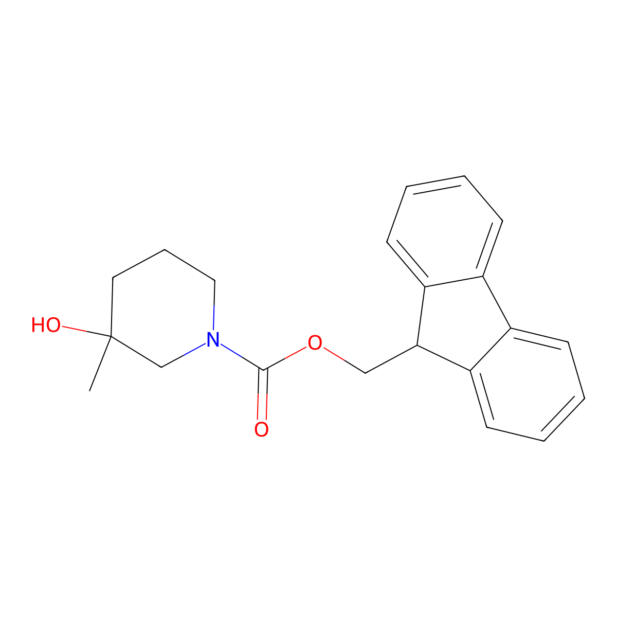 (9H-fluoren-9-yl)methyl 3-hydroxy-3-methylpiperidine-1-carboxylate molecular structure, CAS 1597395-71-5