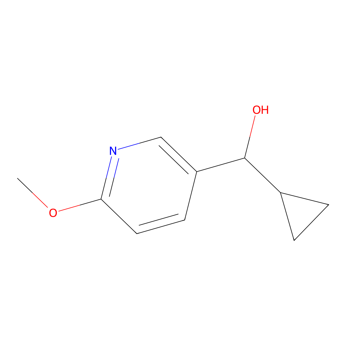 Cyclopropyl(6-methoxypyridin-3-yl)methanol molecular structure, CAS 1597402-11-3