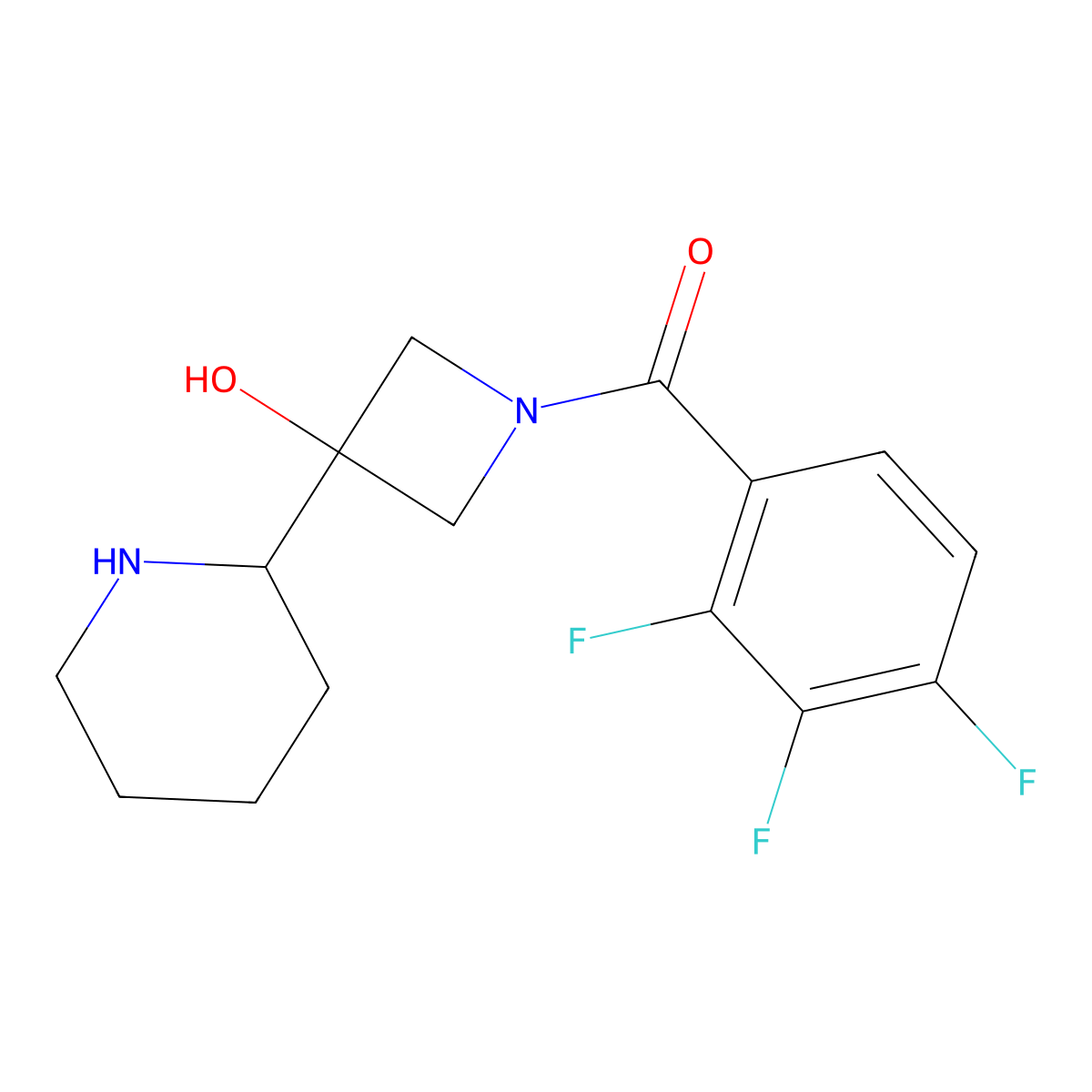 3-[(2S)-piperidin-2-yl]-1-(2,3,4-trifluorobenzoyl)azetidin-3-ol molecular structure, CAS 1597407-59-4