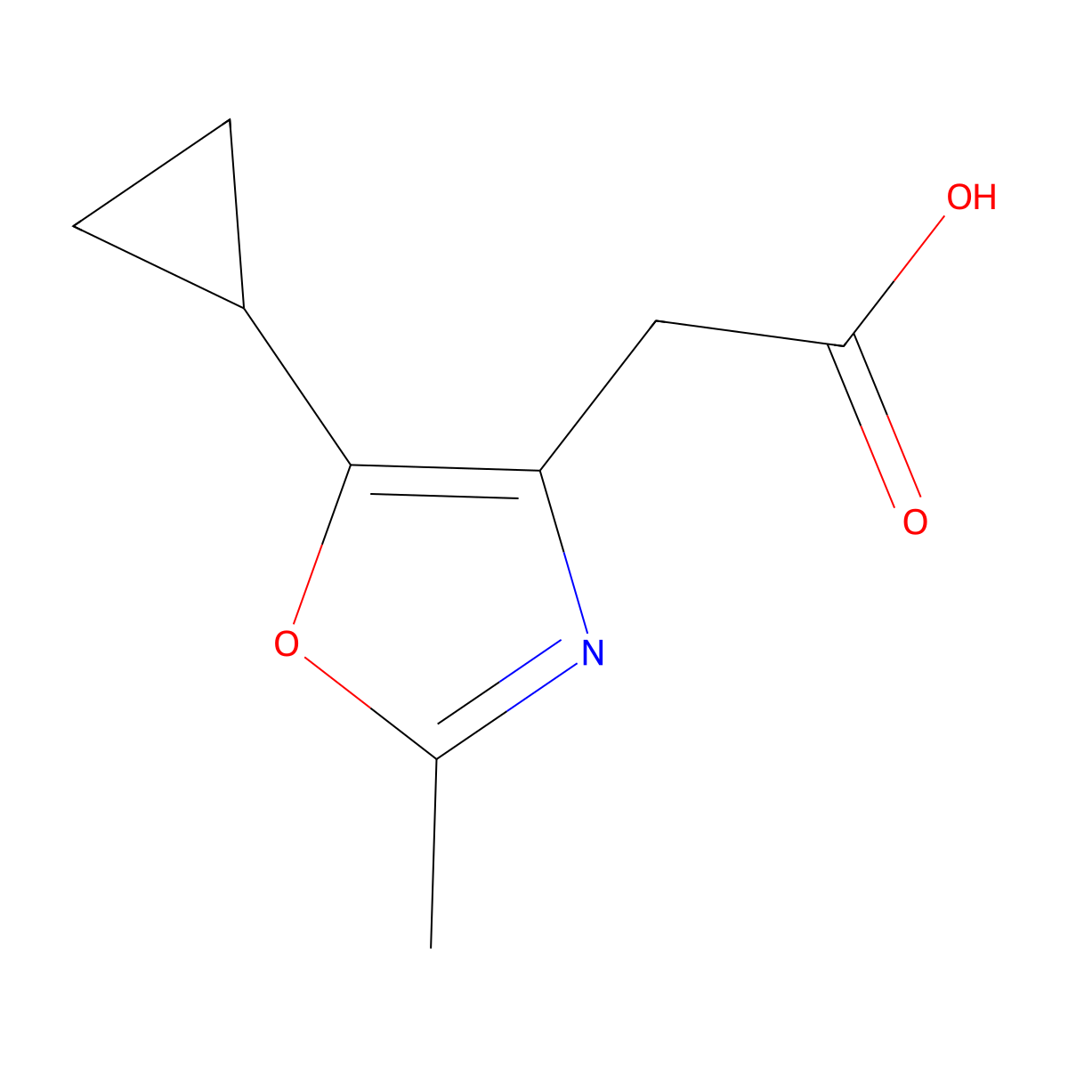 2-(5-Cyclopropyl-2-methyloxazol-4-yl)acetic acid molecular structure, CAS 1597421-94-7