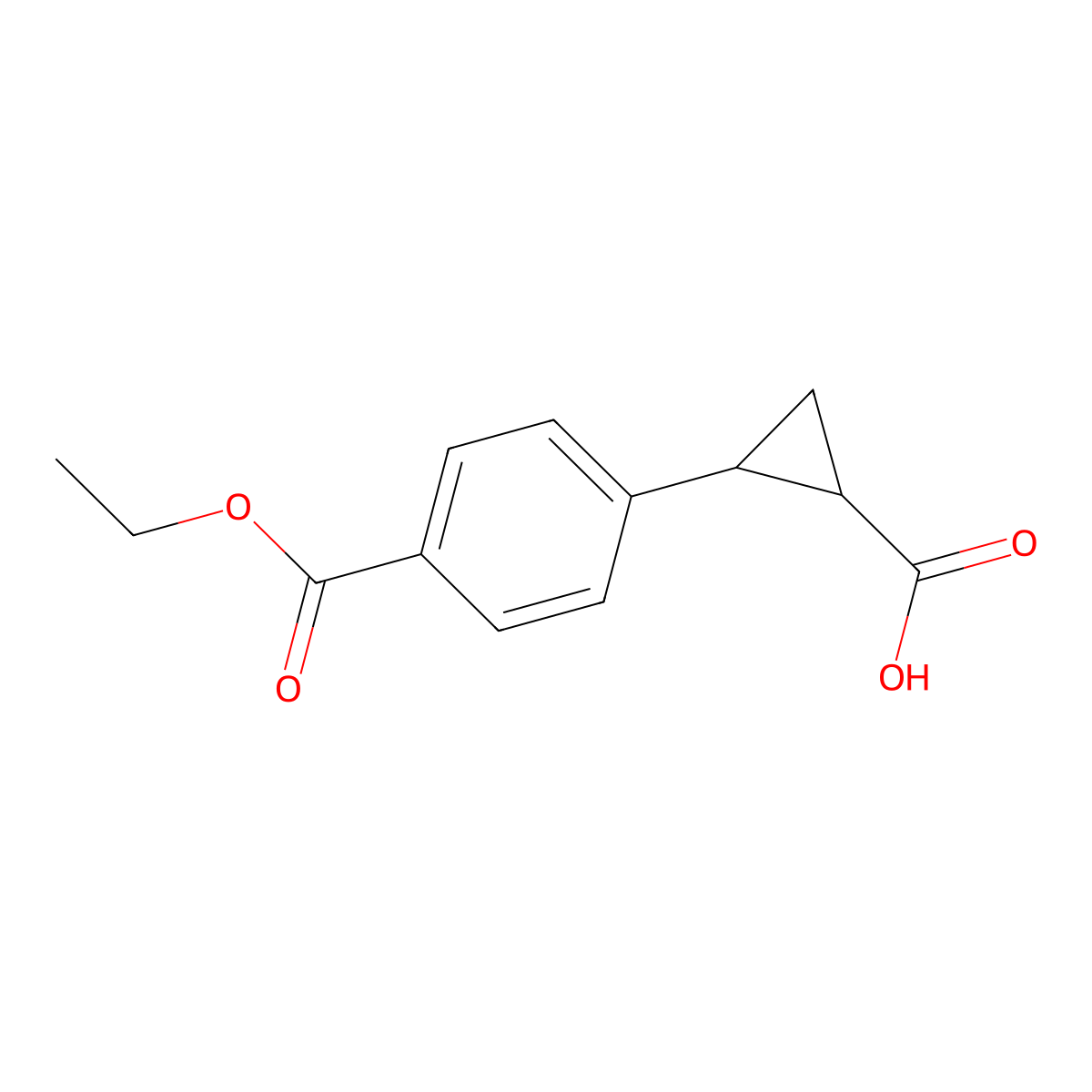 trans 4-(2-Carboxy-cyclopropyl)-benzoic acid ethyl ester molecular structure, CAS 1597426-80-6