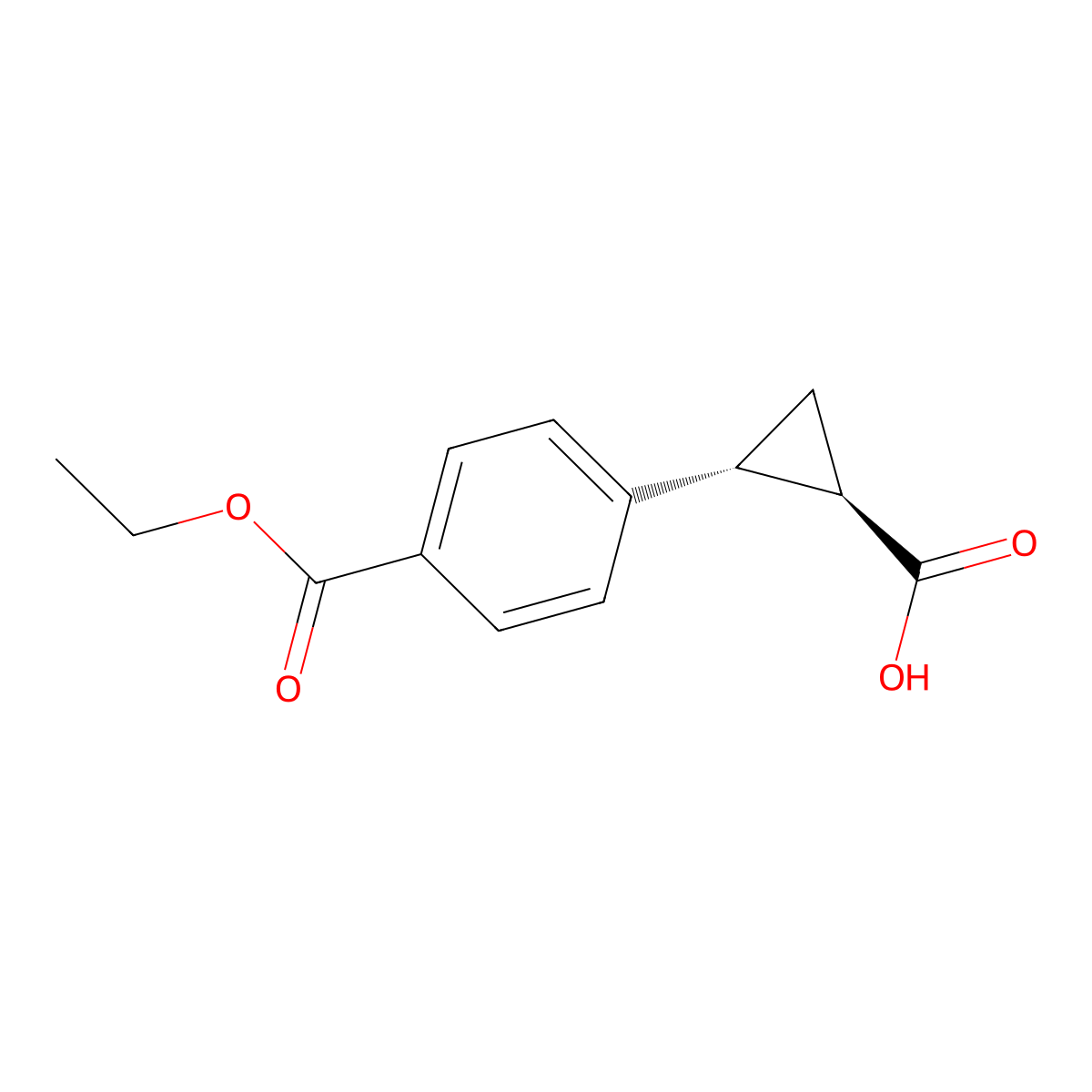 trans 4-(2-Carboxy-cyclopropyl)-benzoic acid ethyl ester molecular structure, CAS 1597426-80-6