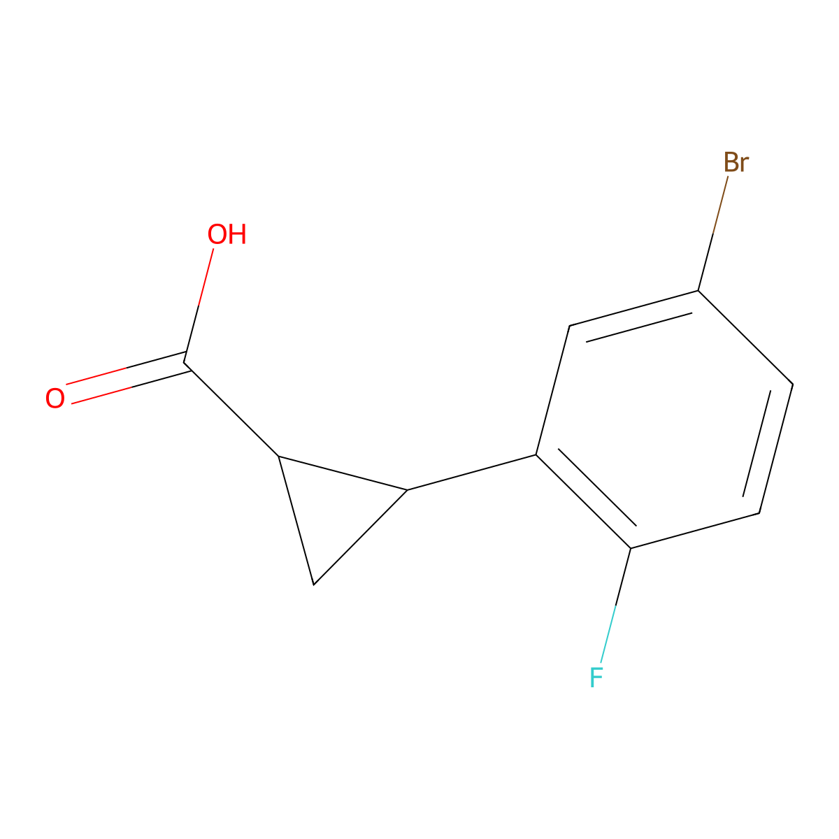 rac-(1R,2R)-2-(5-bromo-2-fluorophenyl)cyclopropane-1-carboxylic acid molecular structure, CAS 1597427-59-2