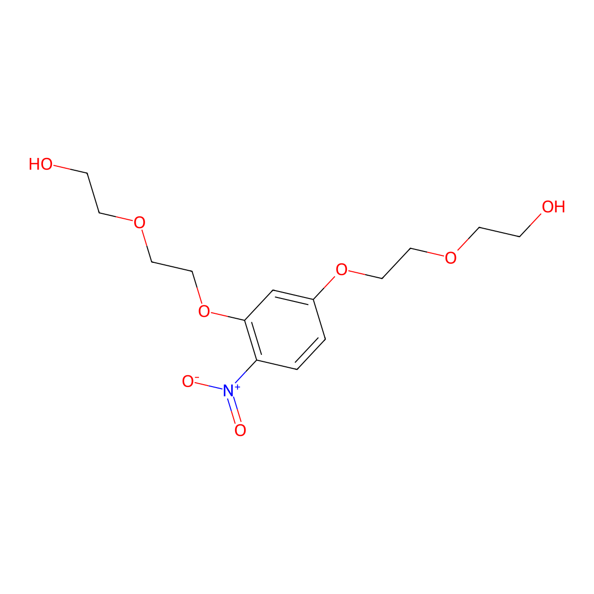 2,2'-((((4-Nitro-1,3-phenylene)bis(oxy))bis(ethane-2,1-diyl))bis(oxy))bis(ethan-1-ol) molecular structure, CAS 1597448-00-4