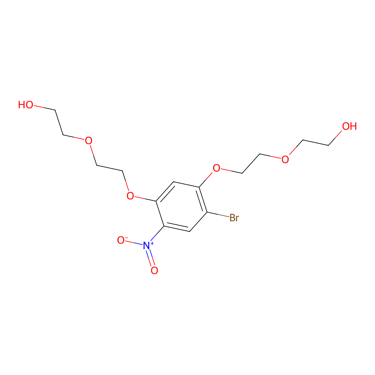 2,2'-((((4-Bromo-6-nitro-1,3-phenylene)bis(oxy))bis(ethane-2,1-diyl))bis(oxy))bis(ethan-1-ol) molecular structure, CAS 1597448-01-5