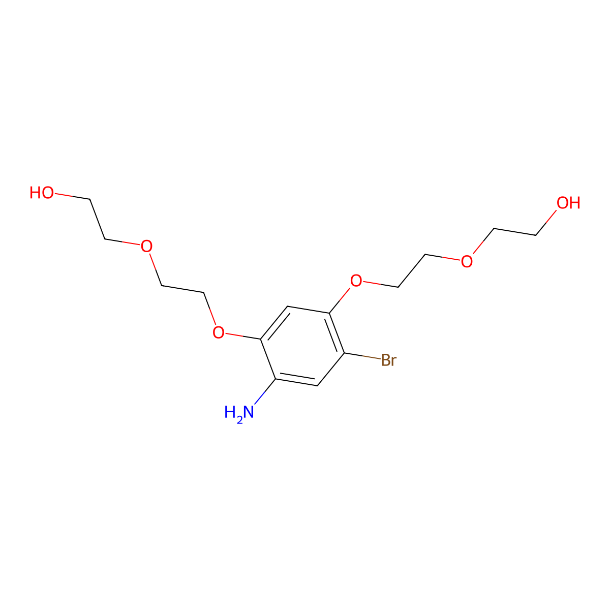 2,2'-((((4-Amino-6-bromo-1,3-phenylene)bis(oxy))bis(ethane-2,1-diyl))bis(oxy))bis(ethan-1-ol) molecular structure, CAS 1597448-02-6