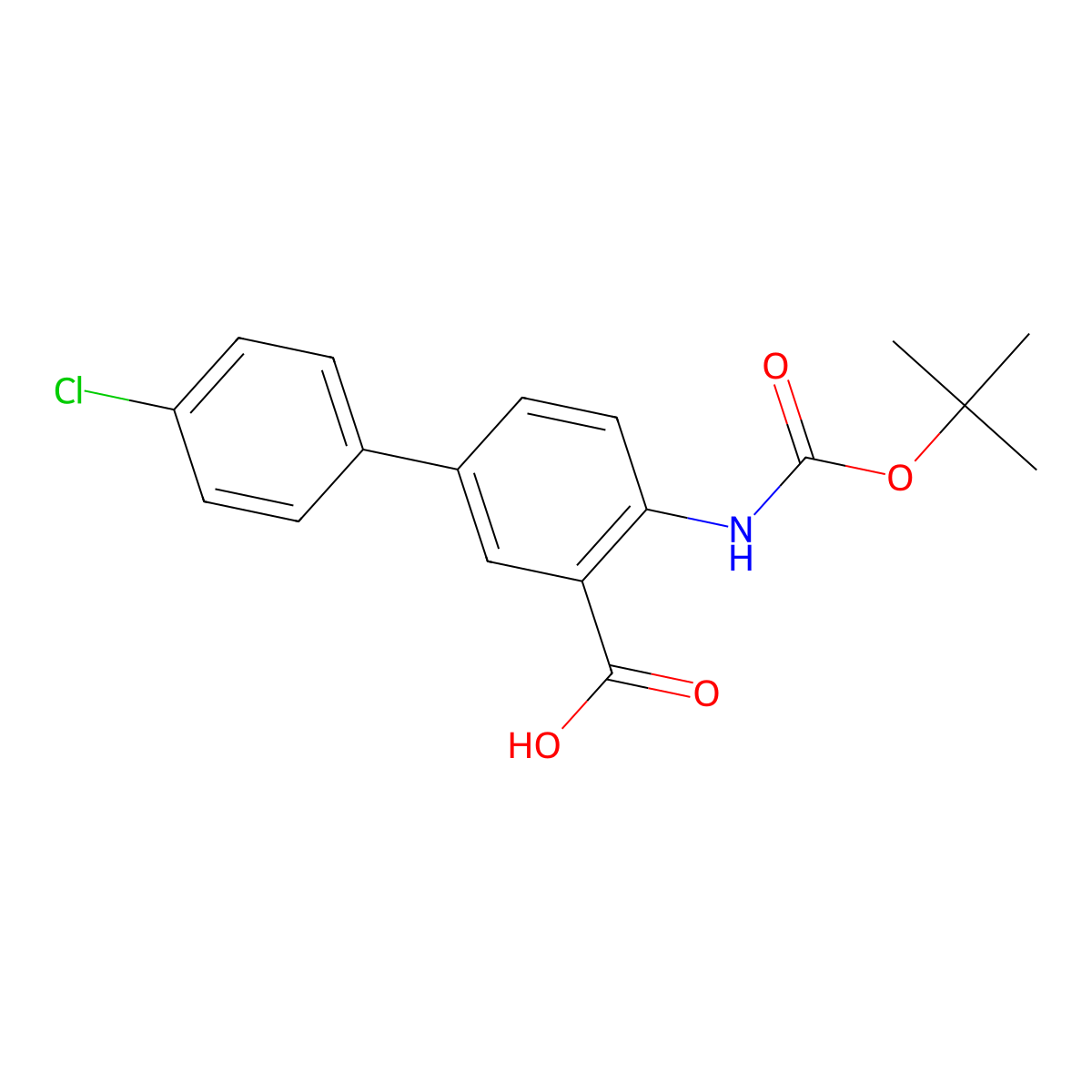 4-{[(Tert-butoxy)carbonyl]amino}-4'-chloro-[1,1'-biphenyl]-3-carboxylic acid molecular structure, CAS 1597448-40-2