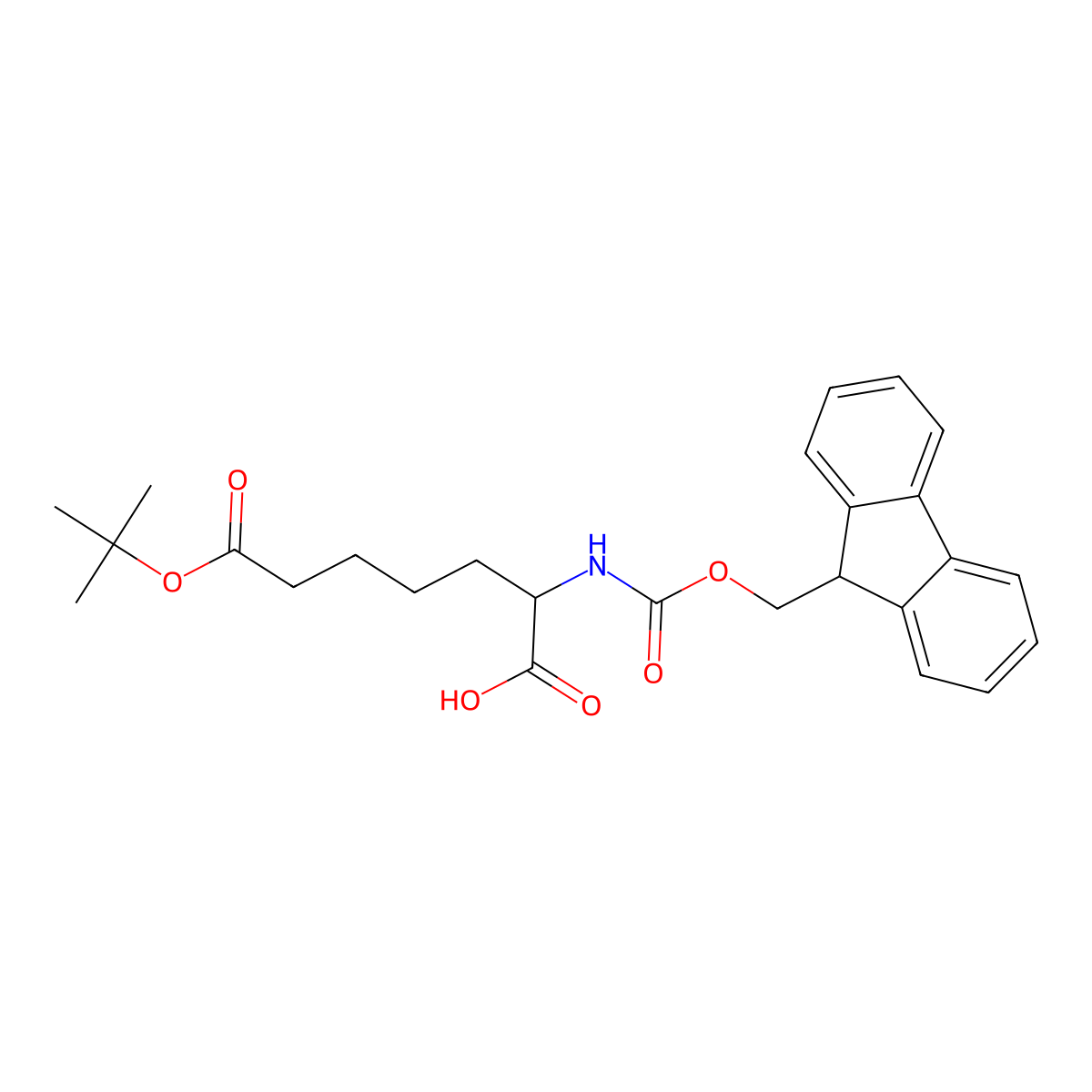 (S)-2-((((9H-Fluoren-9-yl)methoxy)carbonyl)amino)-7-(tert-butoxy)-7-oxoheptanoic acid molecular structure, CAS 159751-46-9