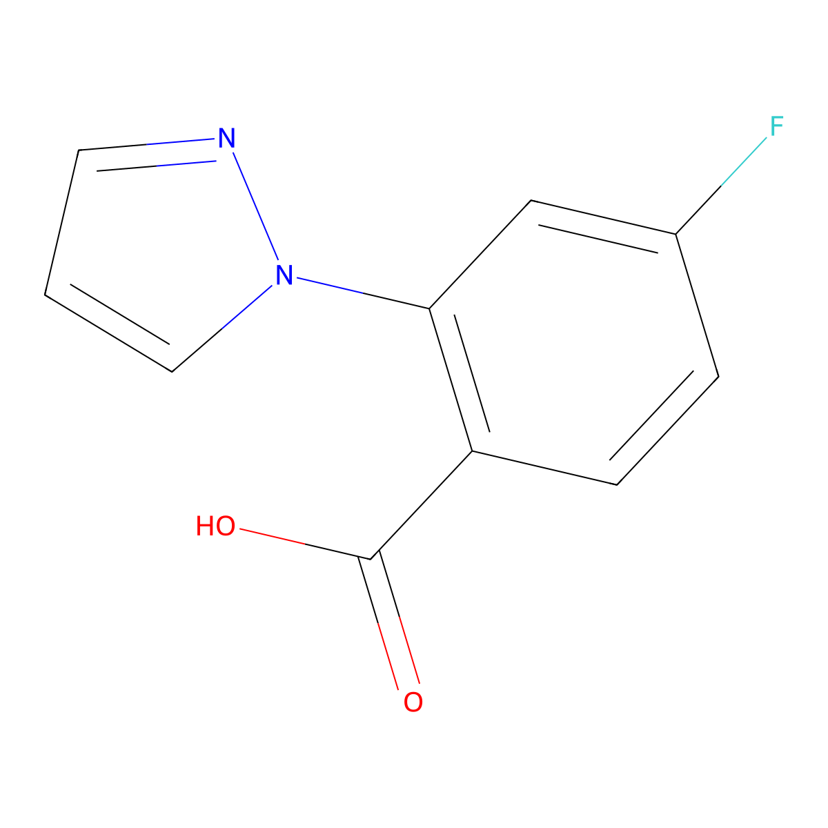 4-fluoro-2-(1H-pyrazol-1-yl)benzoic acid molecular structure, CAS 1597527-67-7