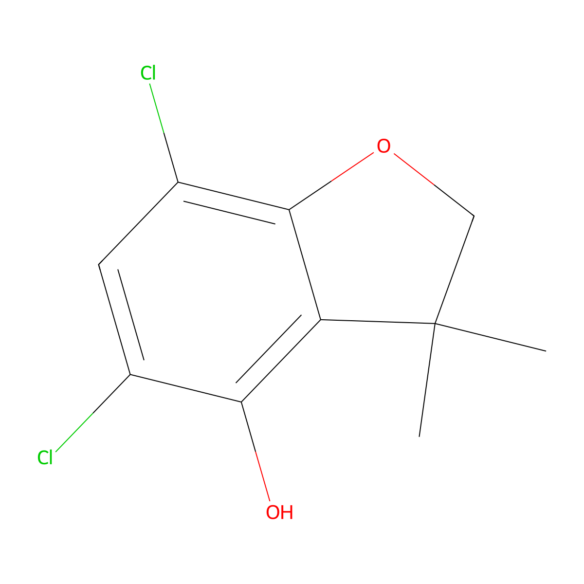 5,7-Dichloro-3,3-dimethyl-2,3-dihydrobenzofuran-4-ol molecular structure, CAS 1597548-39-4