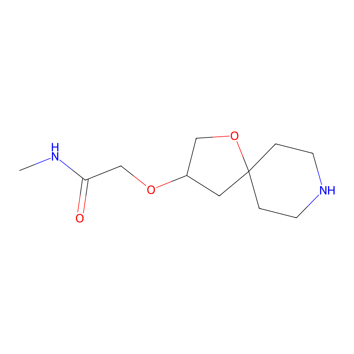 2-(1-Oxa-8-azaspiro[4.5]decan-3-yloxy)-N-methylacetamide molecular structure, CAS 1597548-78-1