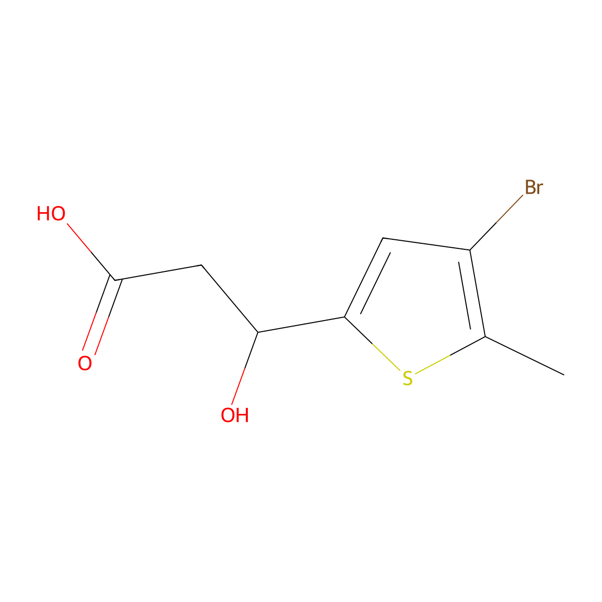 3-(4-Bromo-5-methylthiophen-2-yl)-3-hydroxypropanoic acid molecular structure, CAS 1597570-95-0