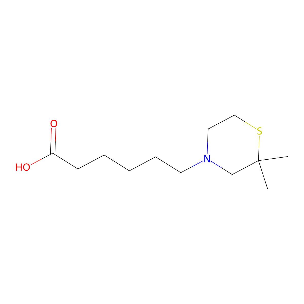 6-(2,2-Dimethylthiomorpholin-4-yl)hexanoic acid molecular structure, CAS 1597612-14-0