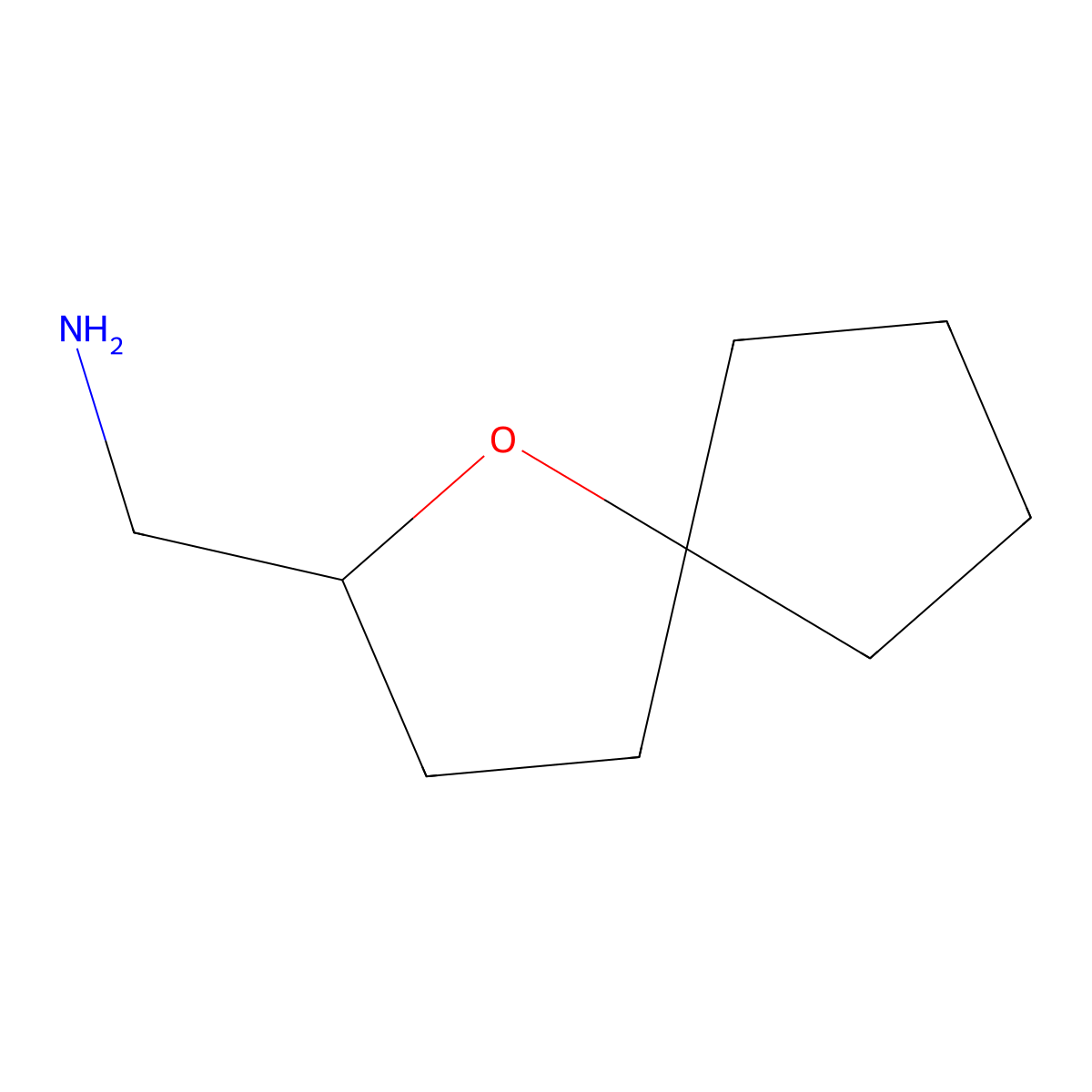 {1-Oxaspiro[4.4]nonan-2-yl}methanamine molecular structure, CAS 1597625-90-5