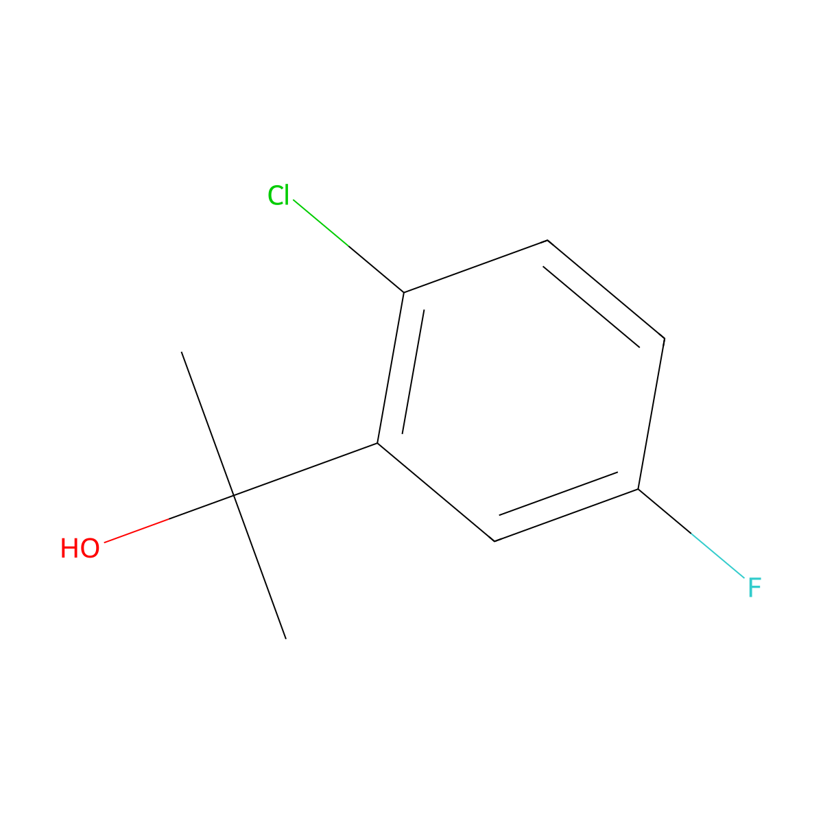 2-(2-Chloro-5-fluorophenyl)propan-2-ol molecular structure, CAS 1597637-10-9