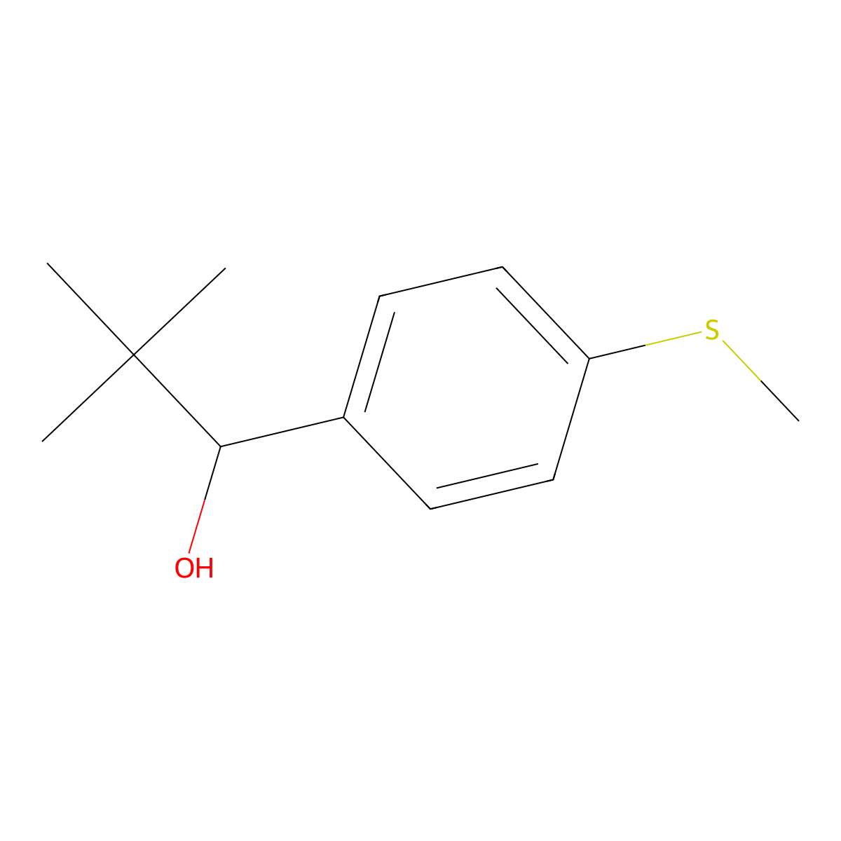 2,2-Dimethyl-1-(4-(methylthio)phenyl)propan-1-ol molecular structure, CAS 1597662-48-0