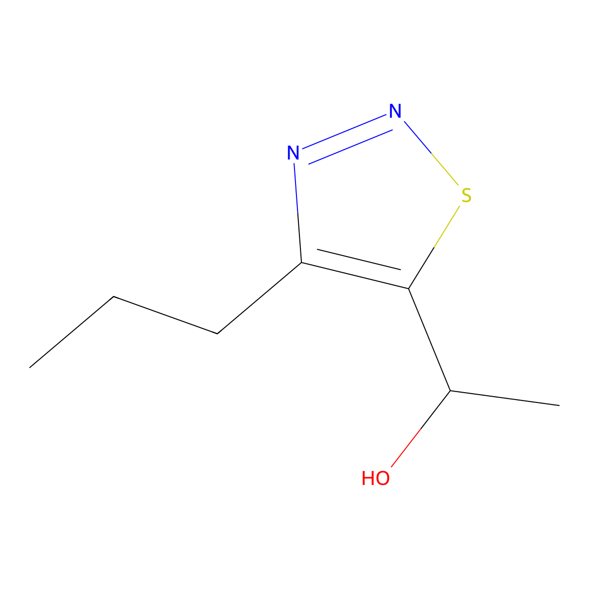 1-(4-Propyl-1,2,3-thiadiazol-5-yl)ethan-1-ol molecular structure, CAS 1597666-15-3