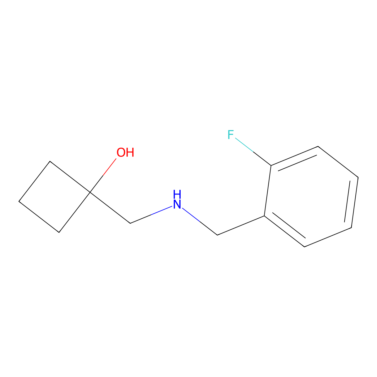 1-({[(2-Fluorophenyl)methyl]amino}methyl)cyclobutan-1-ol molecular structure, CAS 1597668-19-3