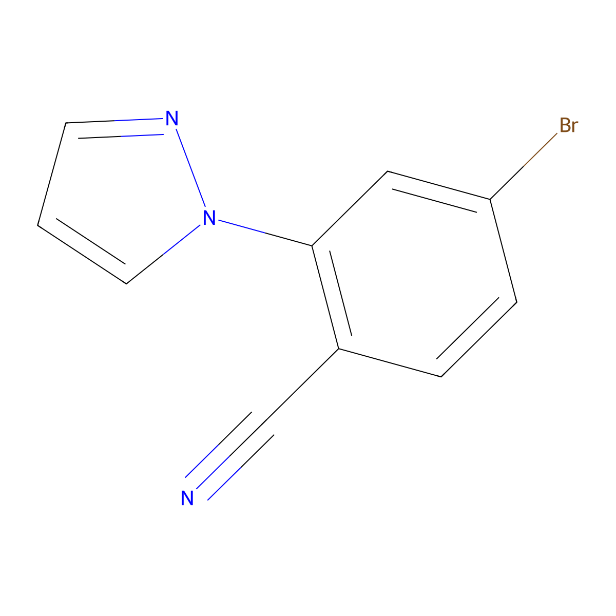4-Bromo-2-(1H-pyrazol-1-yl)benzonitrile molecular structure, CAS 1597674-19-5