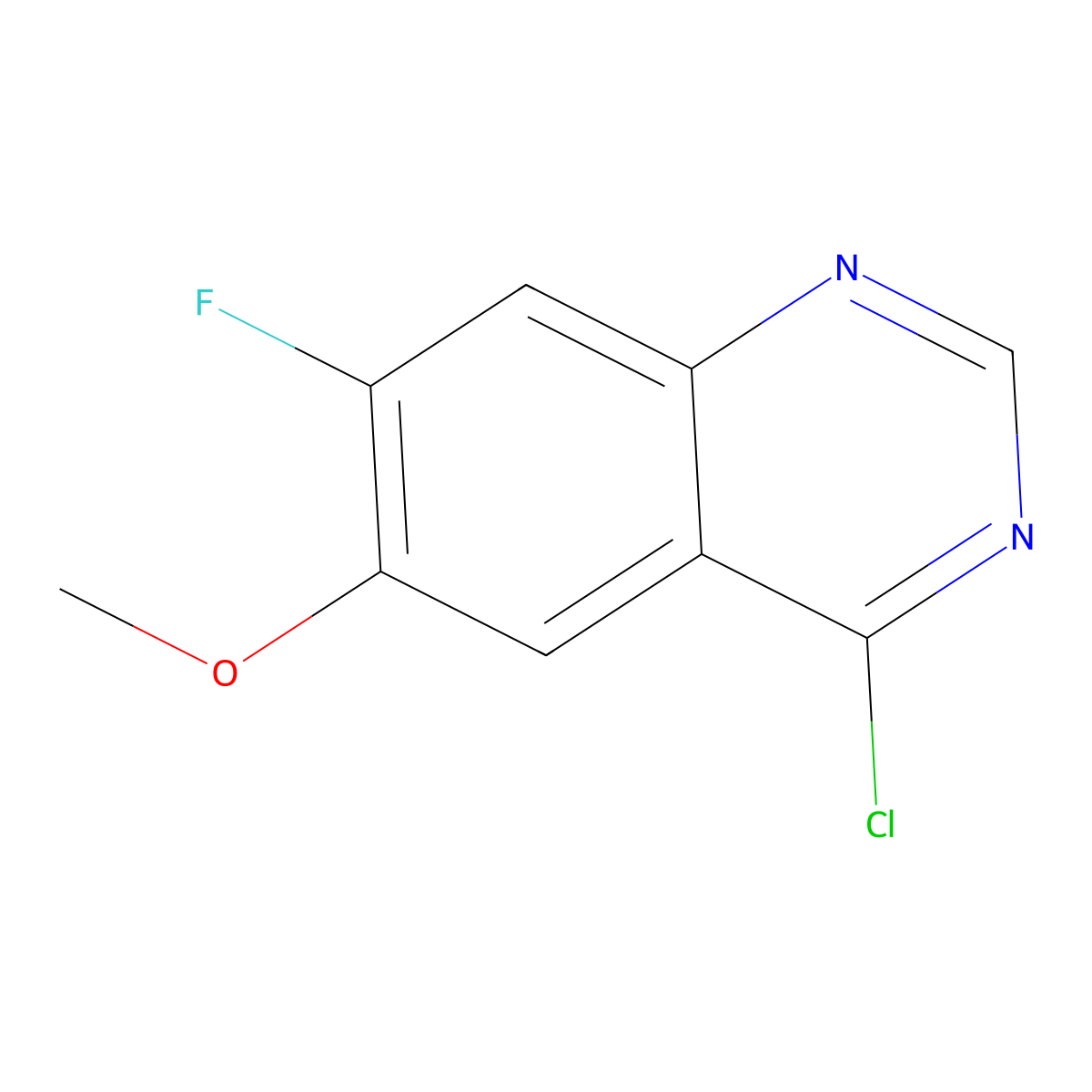 4-Chloro-7-fluoro-6-methoxyquinazoline molecular structure, CAS 159768-48-6