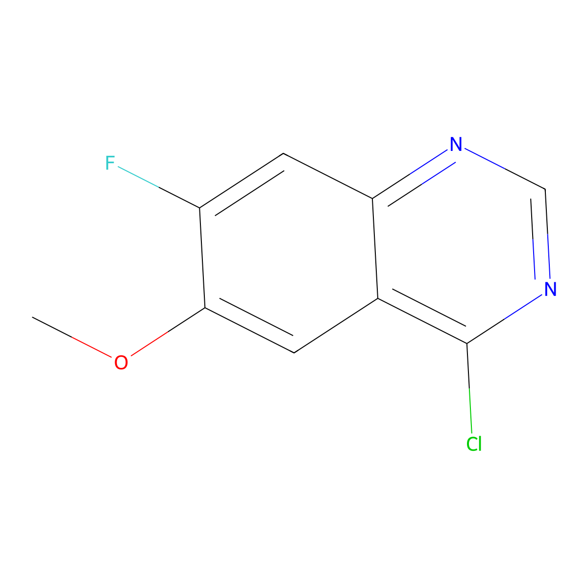 4-Chloro-7-fluoro-6-methoxyquinazoline molecular structure, CAS 159768-48-6