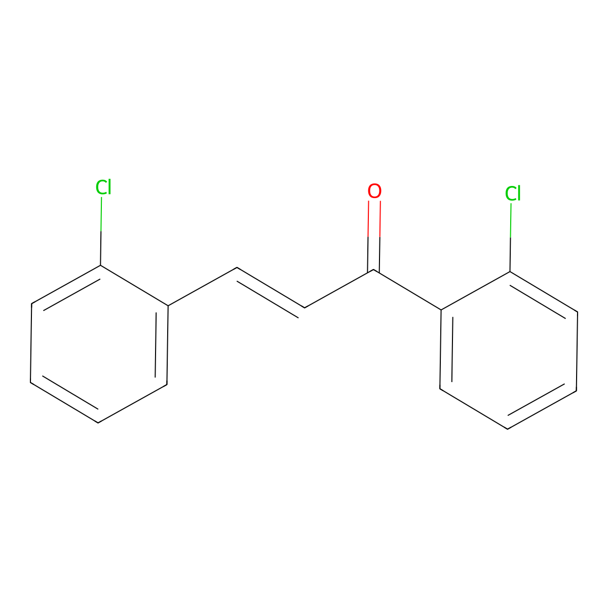(2E)-1,3-Bis(2-chlorophenyl)prop-2-en-1-one molecular structure, CAS 1597711-27-7