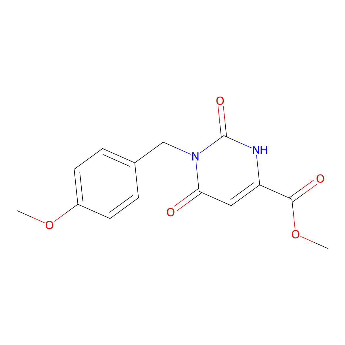 Methyl 1-[(4-methoxyphenyl)methyl]-2,6-dioxo-1,2,3,6-tetrahydropyrimidine-4-carboxylate molecular structure, CAS 1597781-22-0