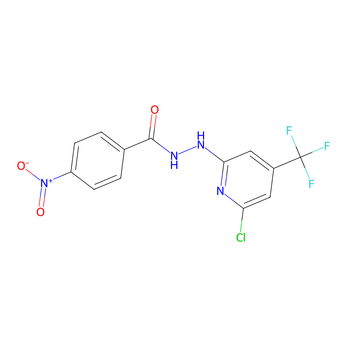 N'-[6-chloro-4-(trifluoromethyl)pyridin-2-yl]-4-nitrobenzohydrazide molecular structure, CAS 1597781-26-4