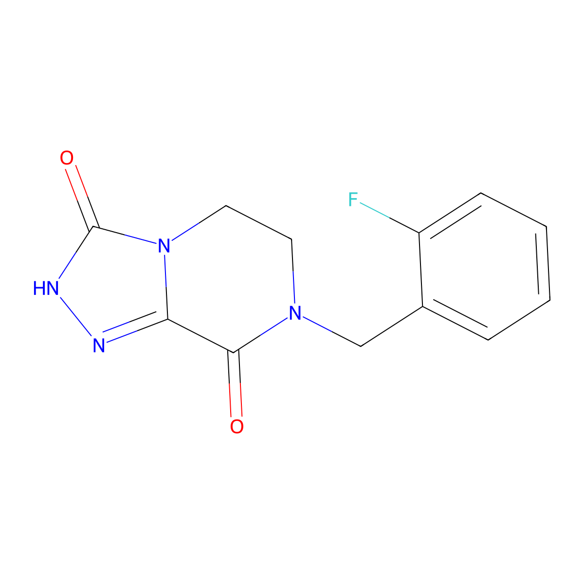 7-(2-fluorobenzyl)-6,7-dihydro[1,2,4]triazolo[4,3-a]pyrazine-3,8(2H,5H)-dione molecular structure, CAS 1597781-27-5