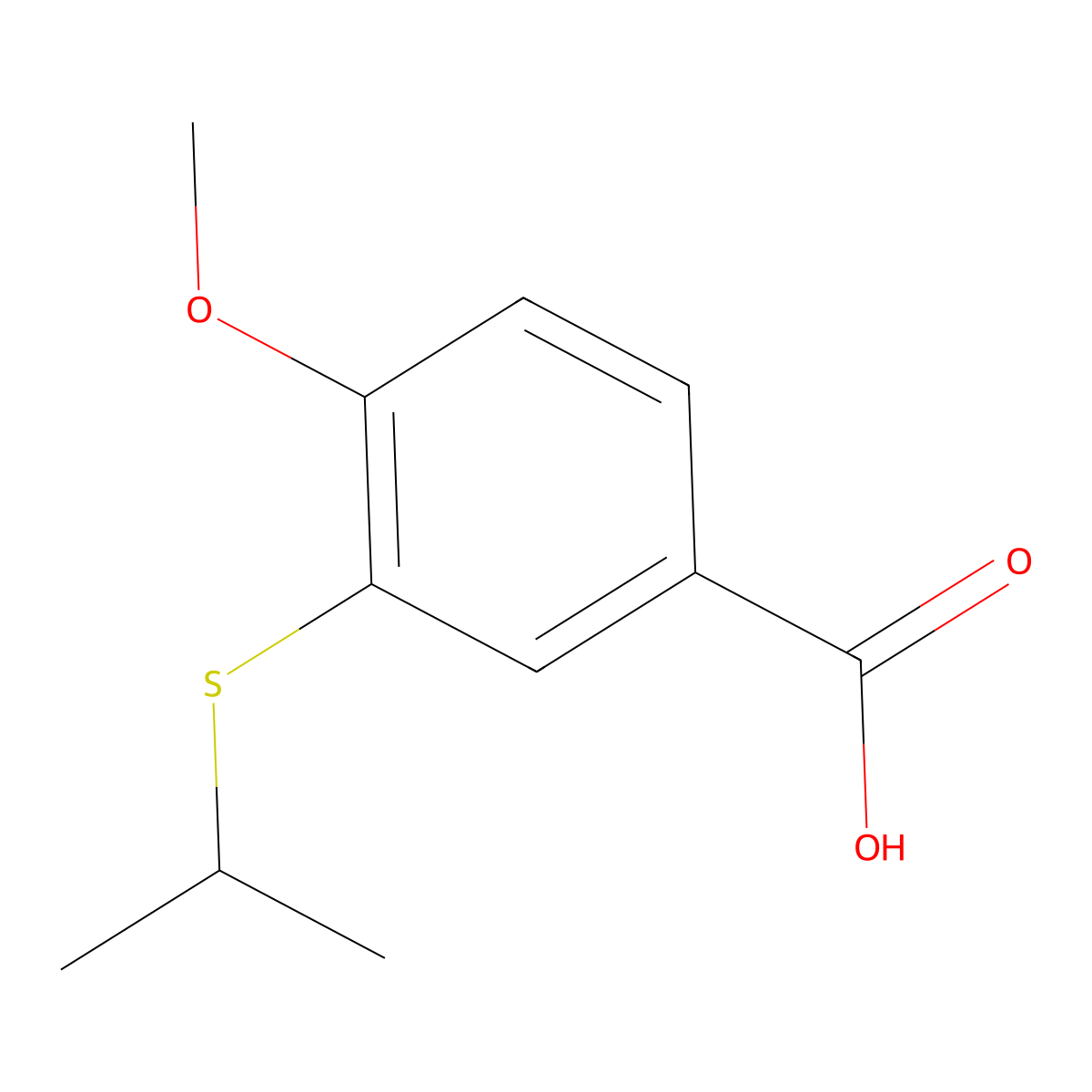 3-(Isopropylthio)-4-methoxybenzoic acid molecular structure, CAS 159783-12-7