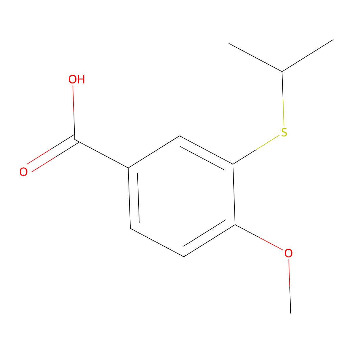 3-(Isopropylthio)-4-methoxybenzoic acid molecular structure, CAS 159783-12-7