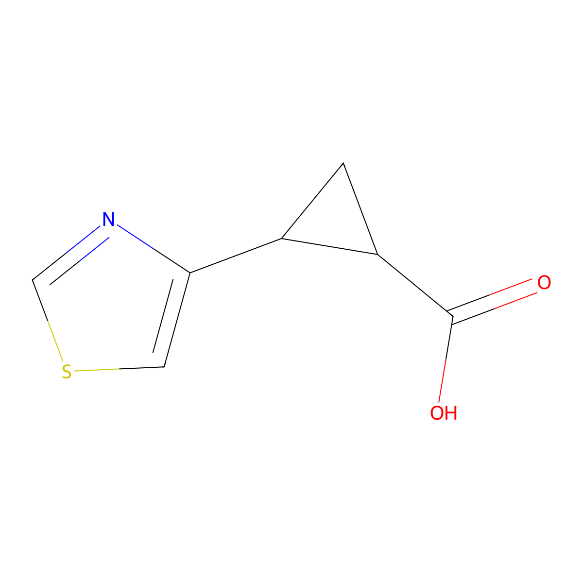 2-(1,3-Thiazol-4-yl)cyclopropane-1-carboxylic acid molecular structure, CAS 1597835-93-2