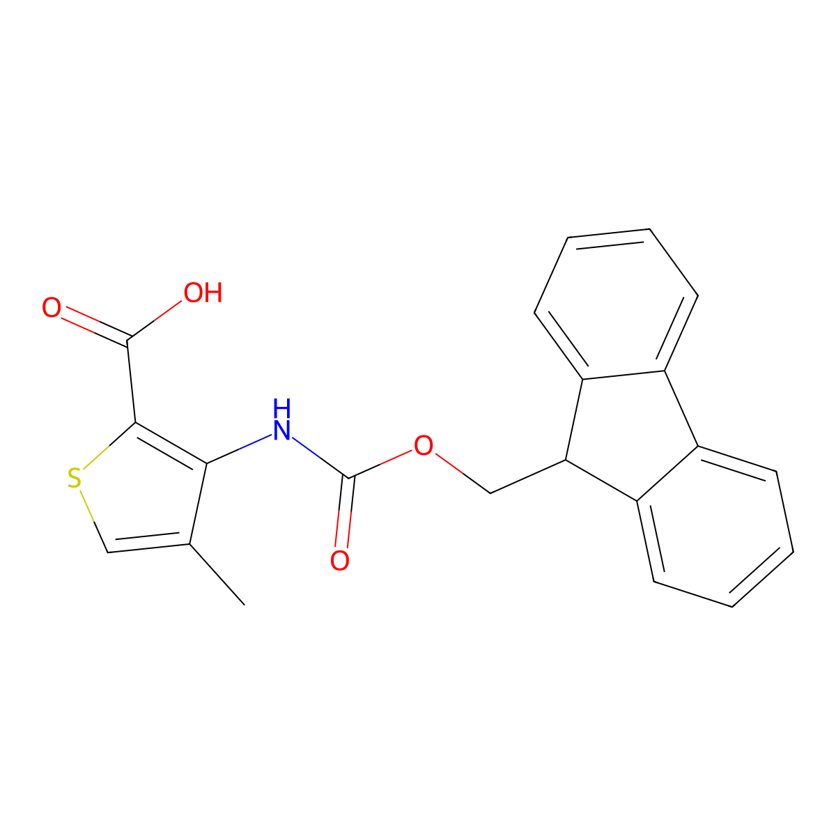 3-({[(9H-fluoren-9-yl)methoxy]carbonyl}amino)-4-methylthiophene-2-carboxylic acid molecular structure, CAS 1597849-92-7