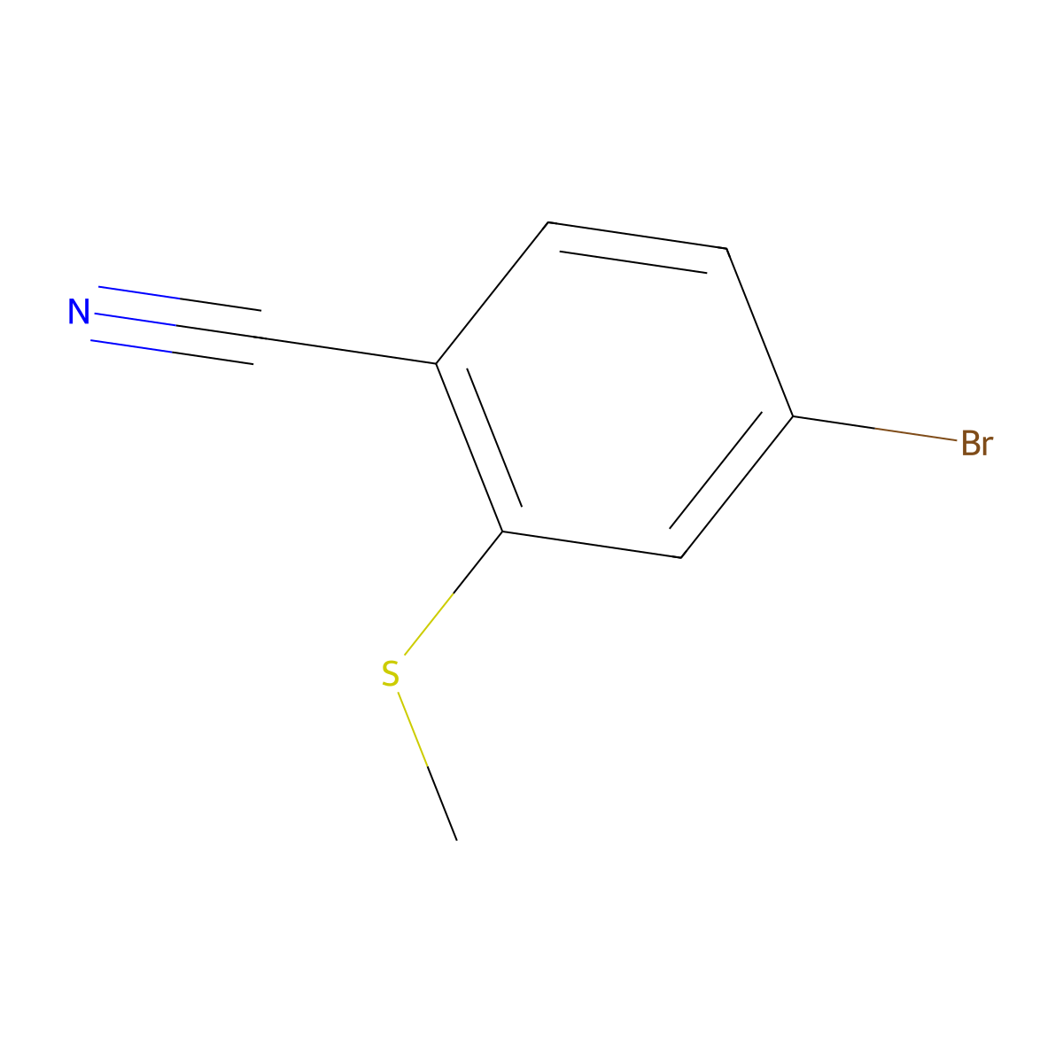 4-Bromo-2-(methylsulfanyl)benzonitrile molecular structure, CAS 1597851-69-8