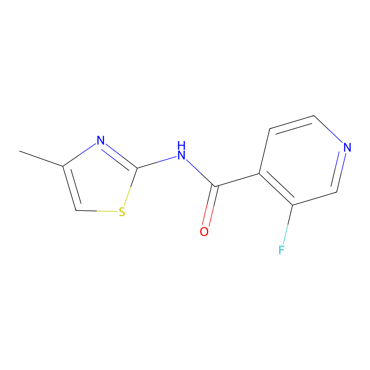 3-fluoro-N-(4-methyl-1,3-thiazol-2-yl)pyridine-4-carboxamide molecular structure, CAS 1597868-10-4