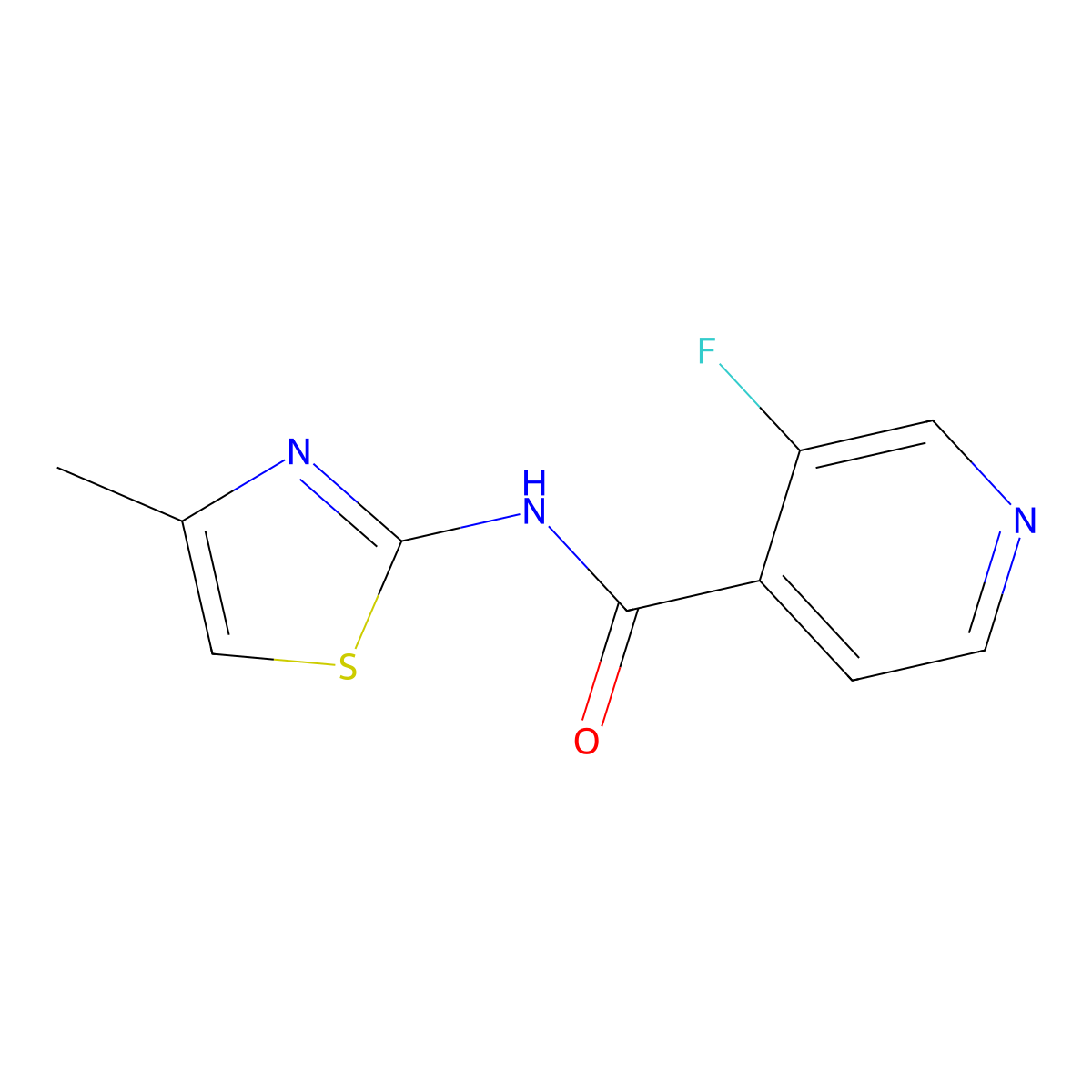 3-fluoro-N-(4-methyl-1,3-thiazol-2-yl)pyridine-4-carboxamide molecular structure, CAS 1597868-10-4
