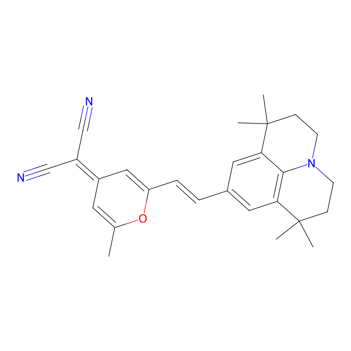 4-(Dicyanomethylene)-2-methyl-6-(1,1,7,7-tetramethyljulolidyl-9-enyl)-4H-pyran molecular structure, CAS 159788-00-8