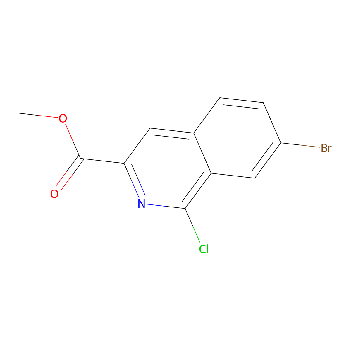 Methyl 7-bromo-1-chloroisoquinoline-3-carboxylate molecular structure, CAS 1597882-11-5