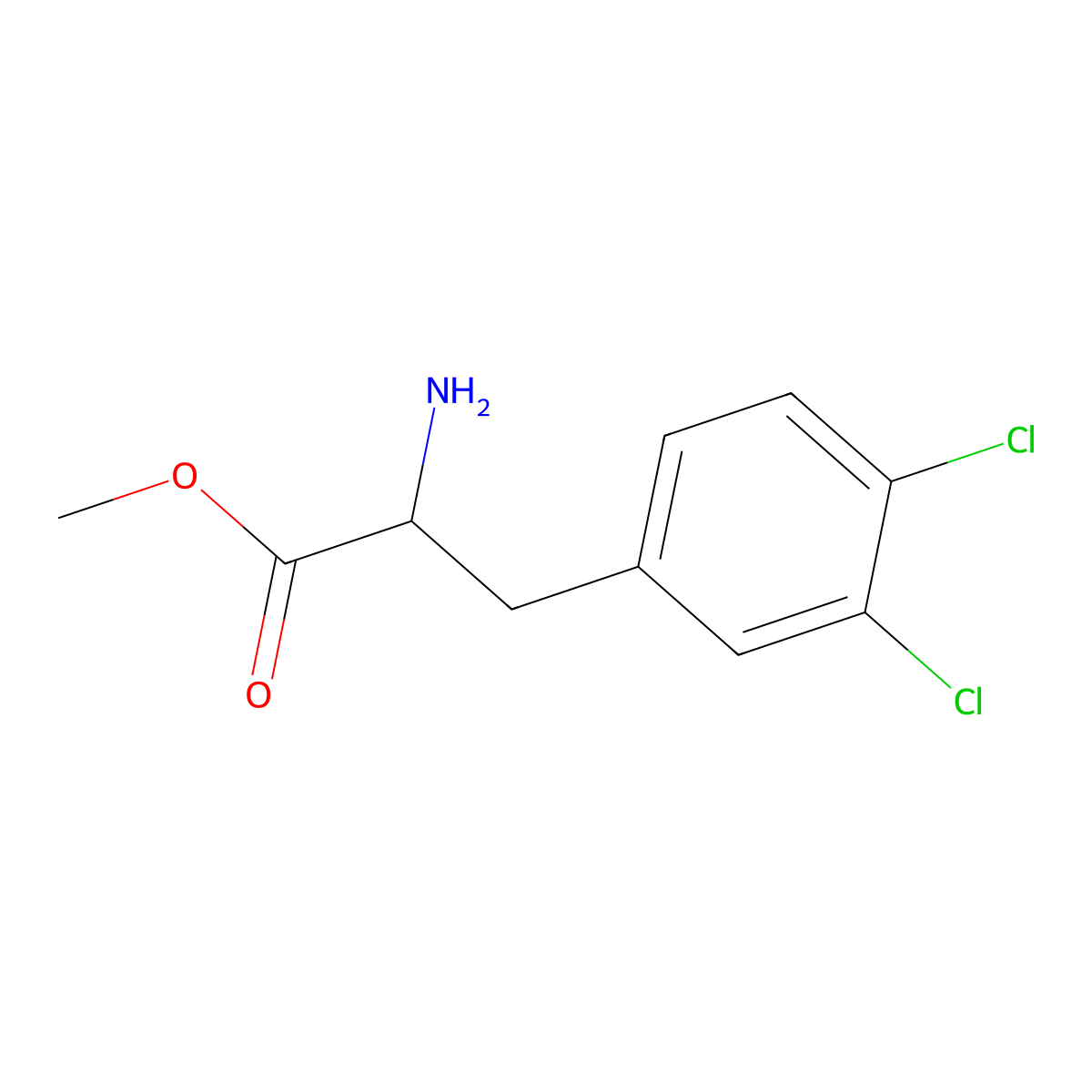 Methyl 2-amino-3-(3,4-dichlorophenyl)propanoate molecular structure, CAS 159791-51-2