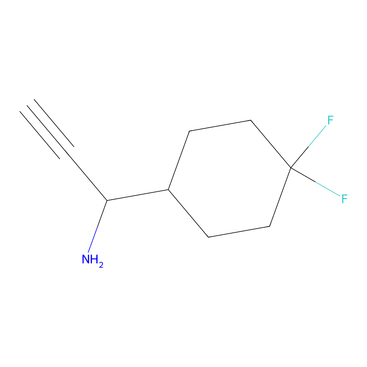 1-(4,4-Difluorocyclohexyl)prop-2-yn-1-amine molecular structure, CAS 1597916-32-9