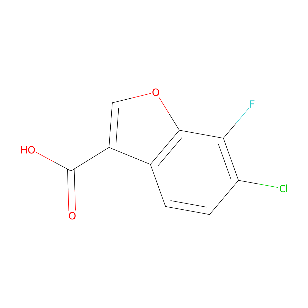 6-Chloro-7-fluoro-1-benzofuran-3-carboxylic acid molecular structure, CAS 1597969-88-4