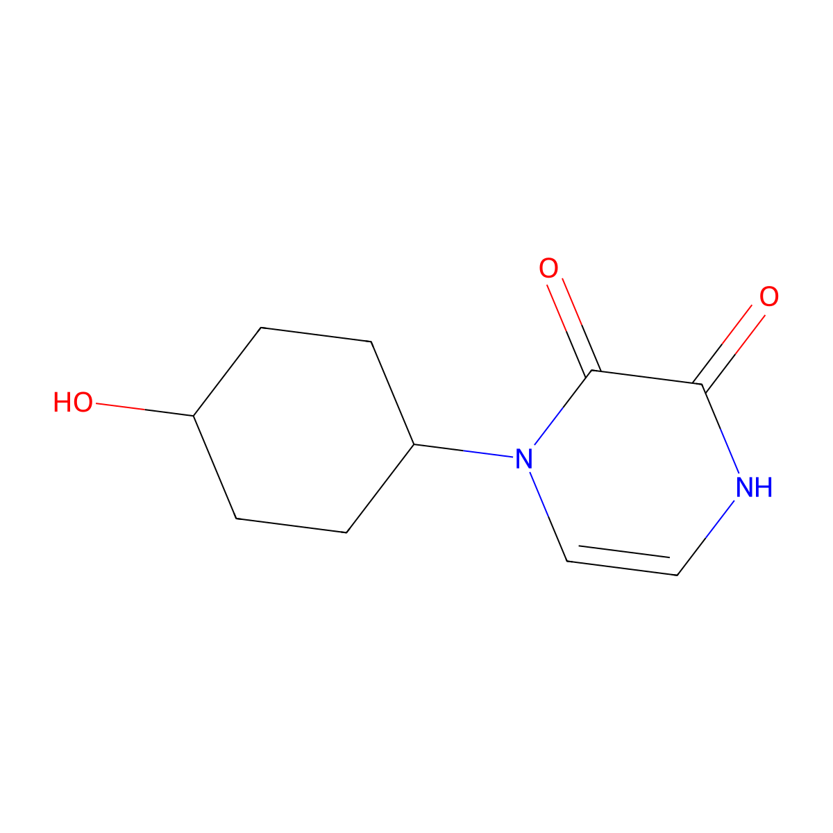 1-(4-Hydroxycyclohexyl)-1,2,3,4-tetrahydropyrazine-2,3-dione molecular structure, CAS 1597976-51-6