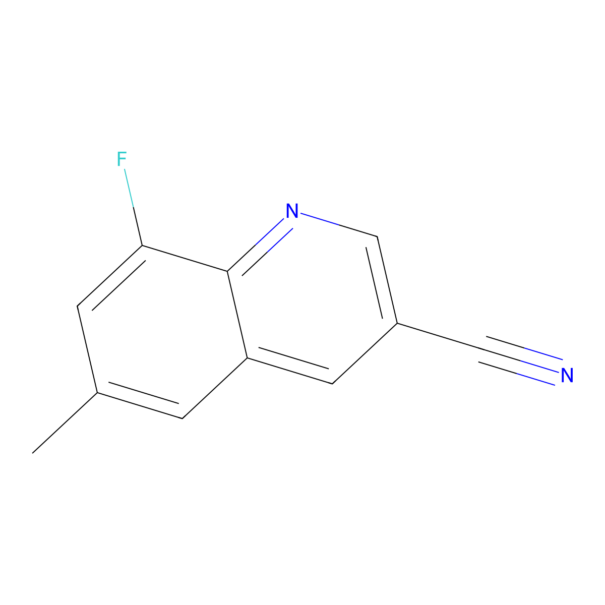 8-Fluoro-6-methylquinoline-3-carbonitrile molecular structure, CAS 1597983-90-8