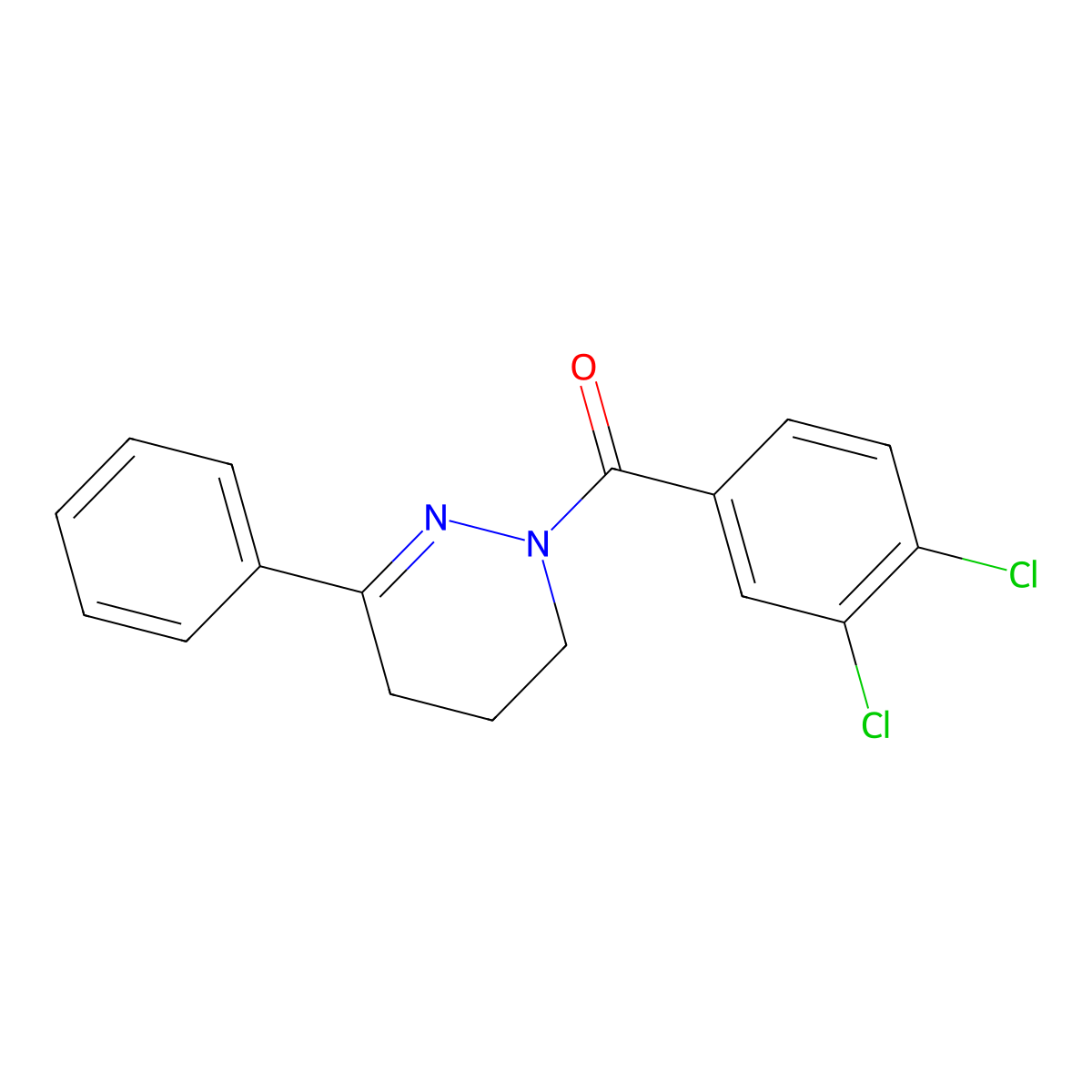 1-(3,4-Dichlorobenzoyl)-3-phenyl-1,4,5,6-tetrahydropyridazine molecular structure, CAS 159799-45-8