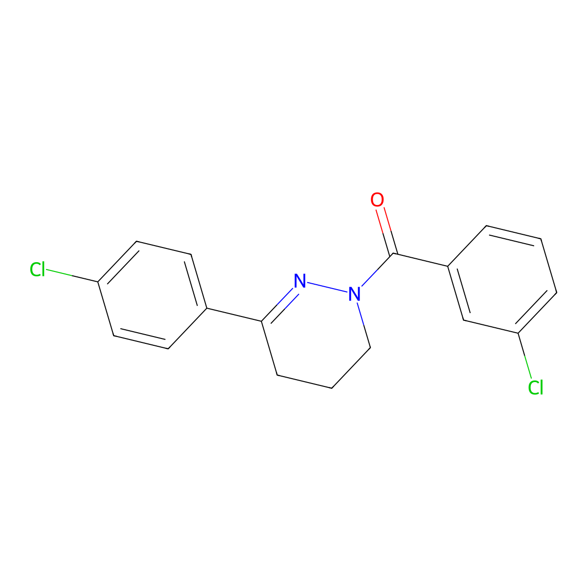 (3-chlorophenyl)[3-(4-chlorophenyl)-5,6-dihydro-1(4H)-pyridazinyl]methanone molecular structure, CAS 159799-55-0