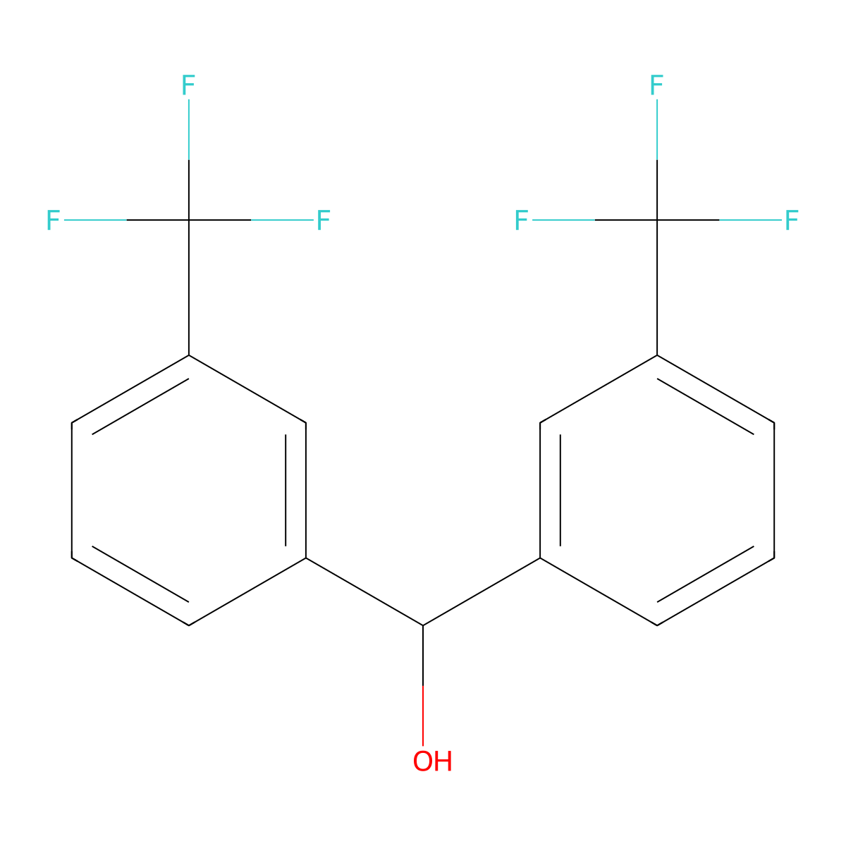 Bis(3-(trifluoromethyl)phenyl)methanol molecular structure, CAS 1598-89-6
