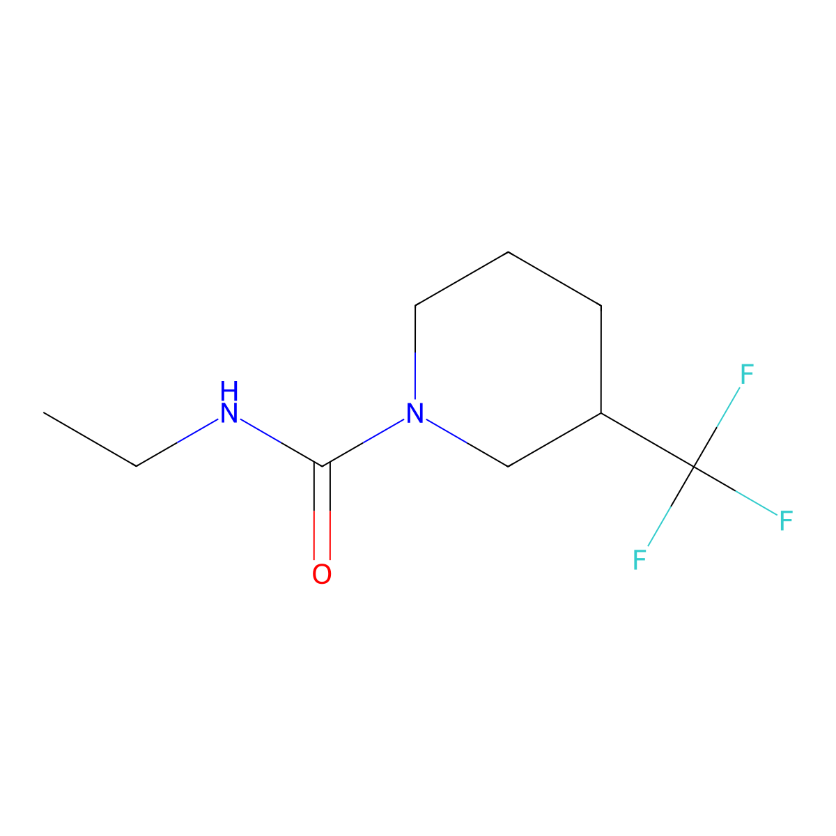 N-ethyl-3-(trifluoromethyl)piperidine-1-carboxamide molecular structure, CAS 1598021-90-9