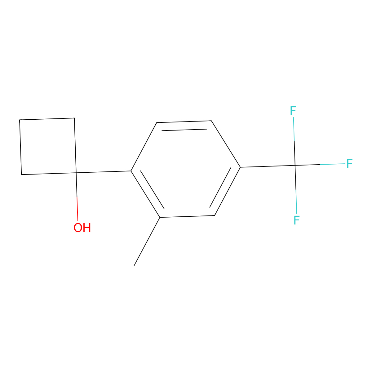 1-(2-Methyl-4-(trifluoromethyl)phenyl)cyclobutanol molecular structure, CAS 1598042-48-8