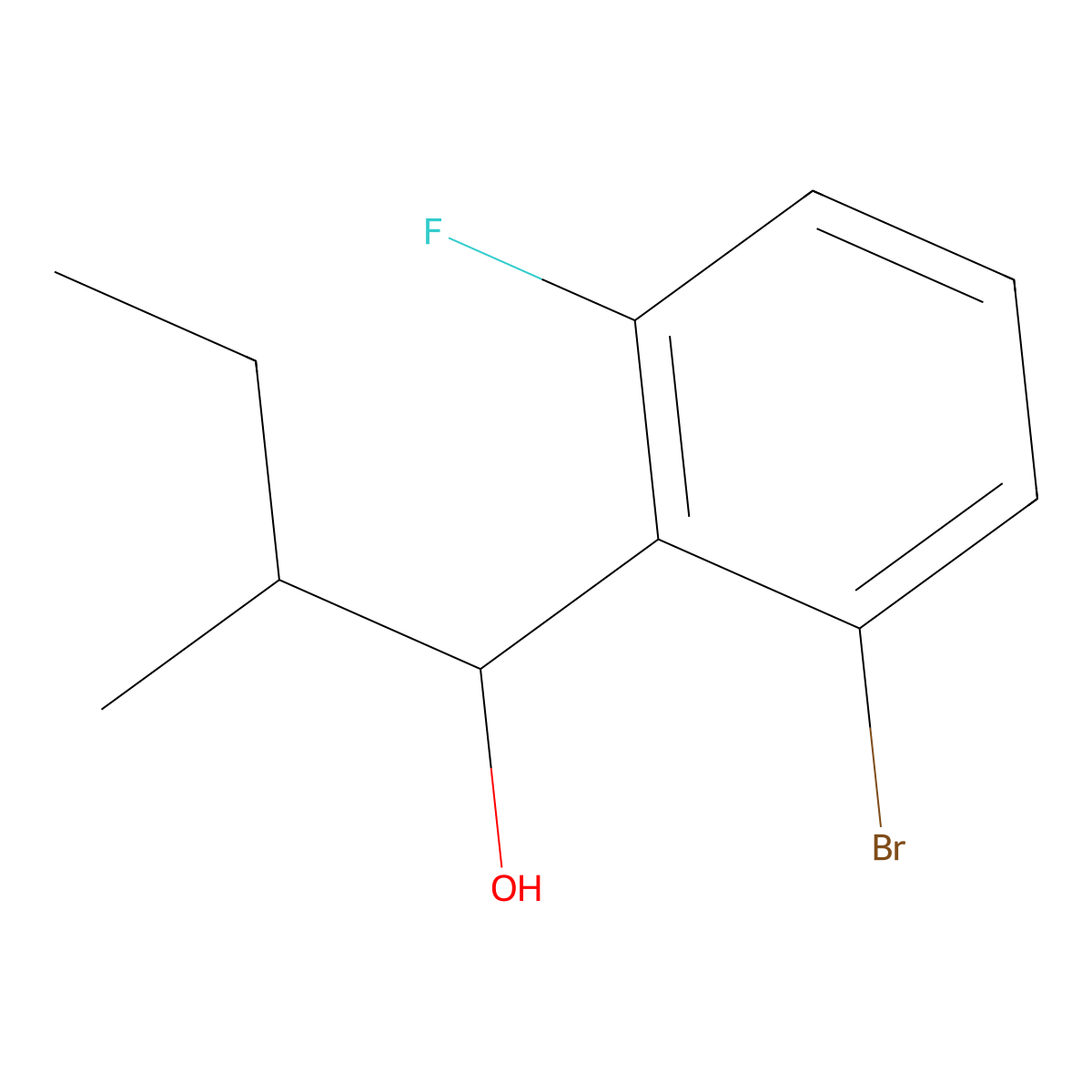 1-(2-Bromo-6-fluorophenyl)-2-methylbutan-1-ol molecular structure, CAS 1598067-75-4