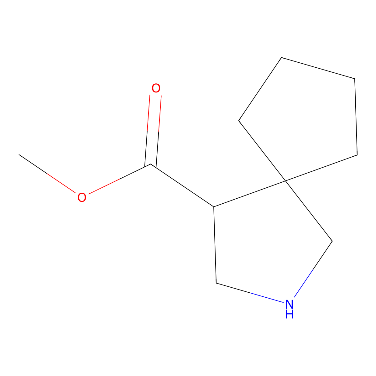 Methyl 2-azaspiro[4.4]nonane-4-carboxylate molecular structure, CAS 1598075-54-7